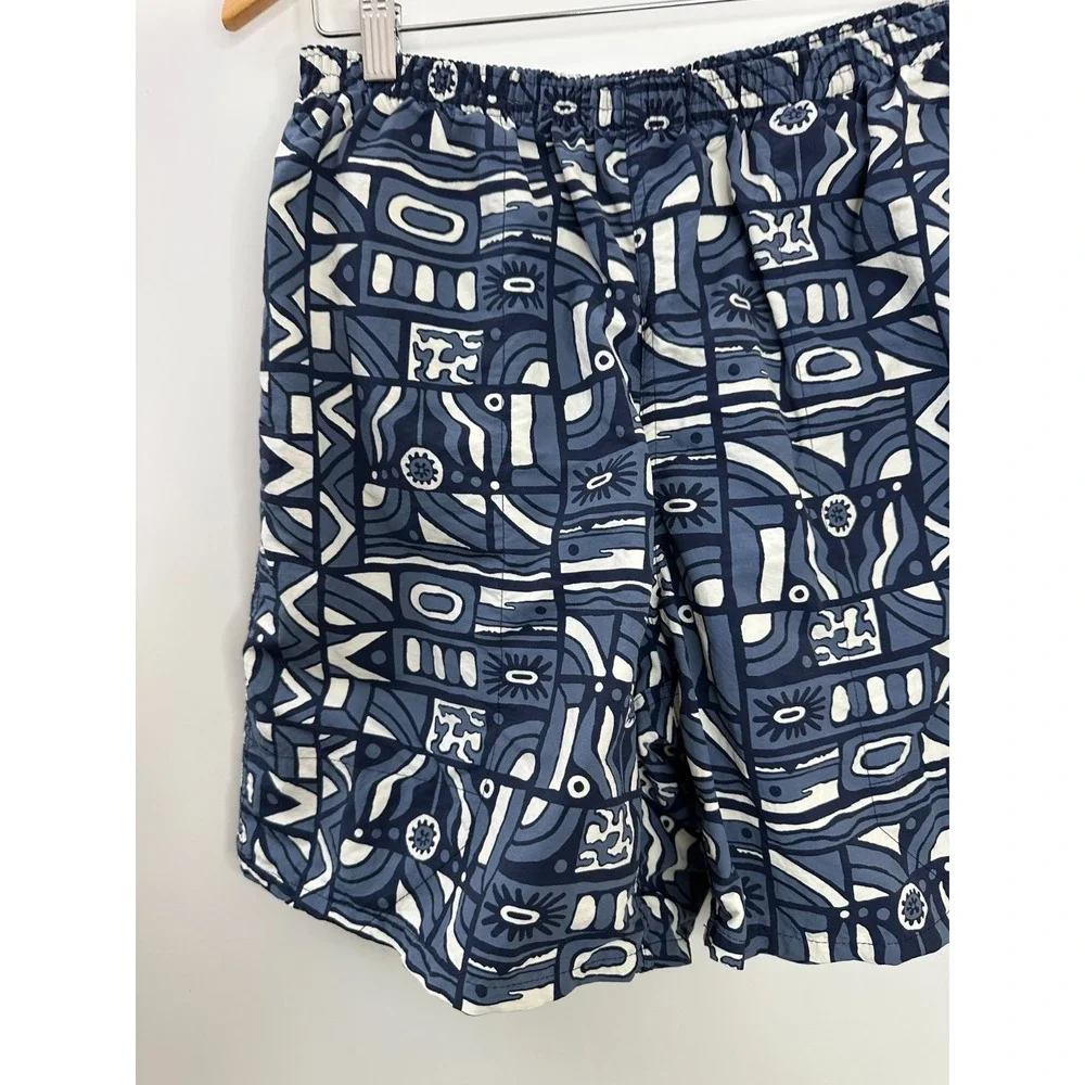 Patagonia Baggies Longs Men's Large New Visions Navy Print Shorts Drawstring - Picture 4 of 16